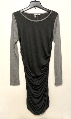 Derek Lam Crosby Grey Two Toned Ruched Dress Long Sleeve Size 10